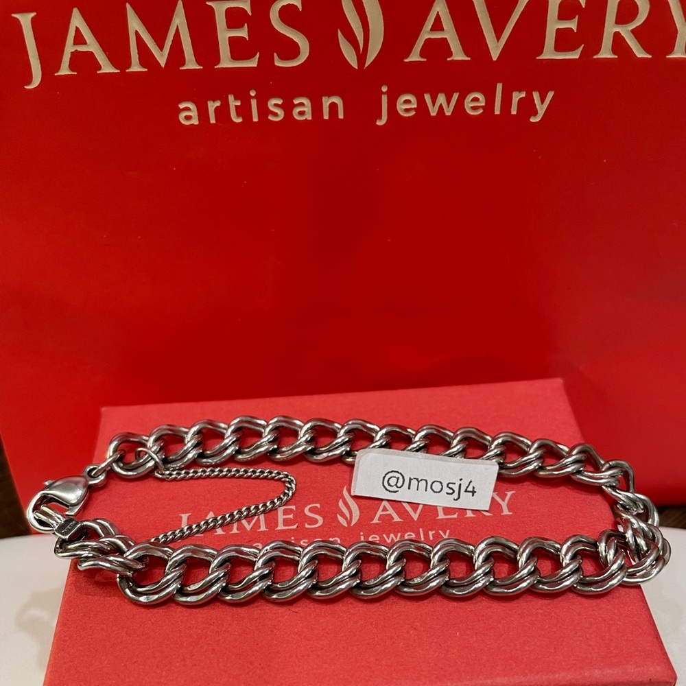 James Avery Heavy Double Curb Charm Bracelet